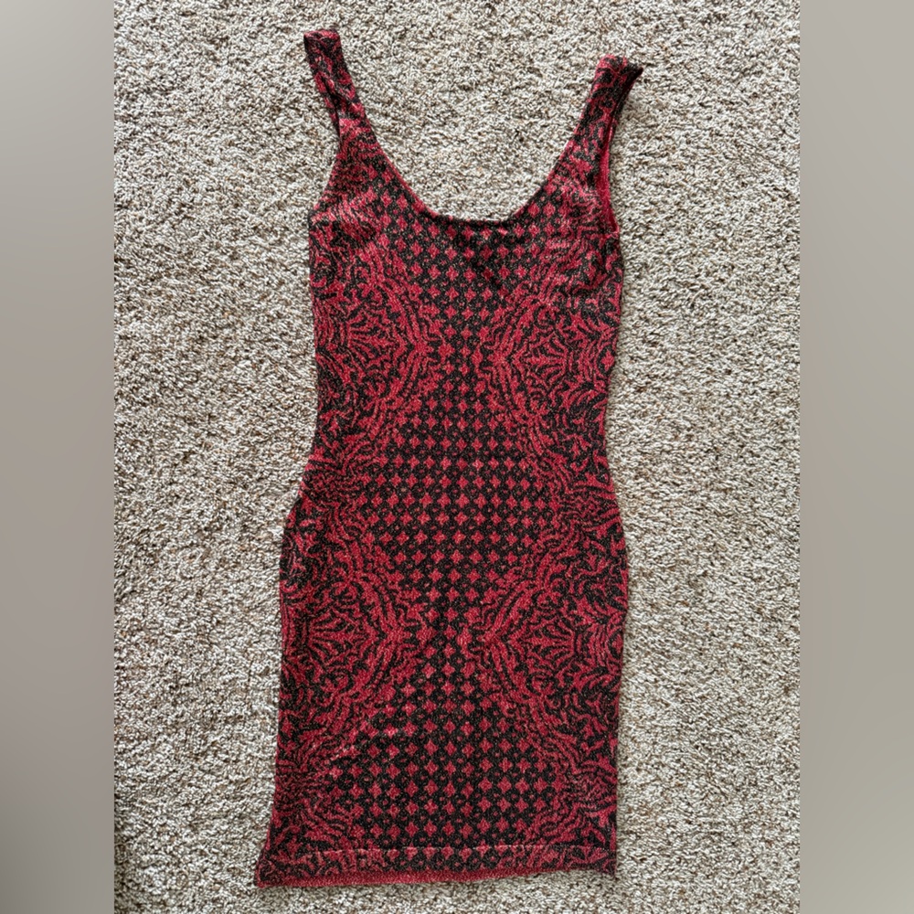 Rock & Republic Red and Black Glitter Dress